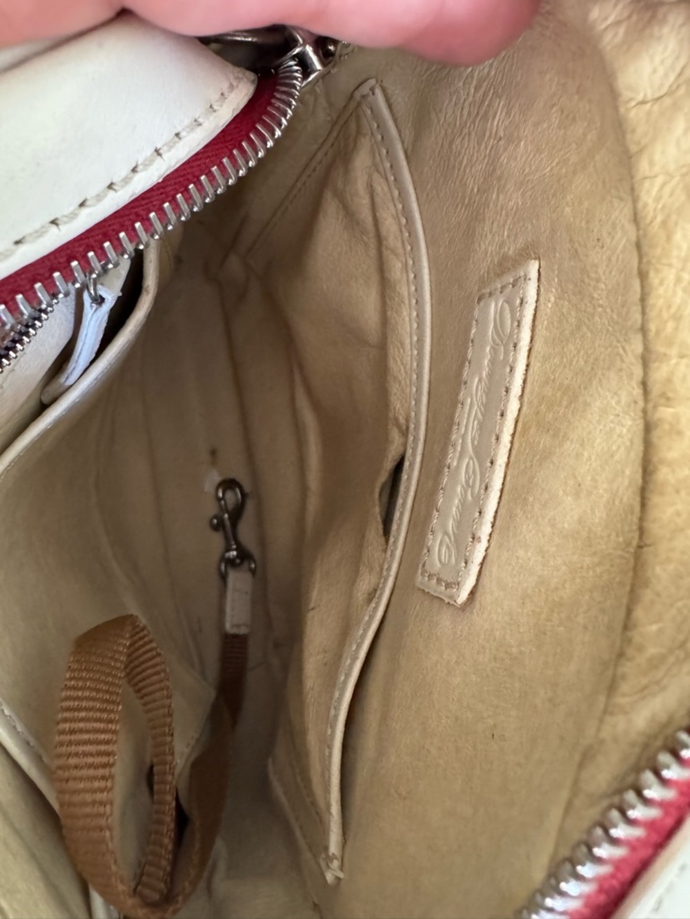 Dooney and Bourke White Leather Crossbody Bag with Brown Strap - Picture 4 of 4